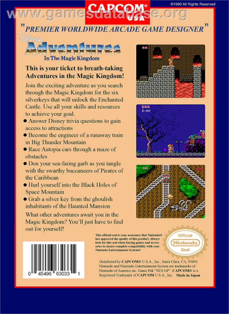 Adventures in the Magic Kingdom - Nintendo NES - Artwork - Box Back