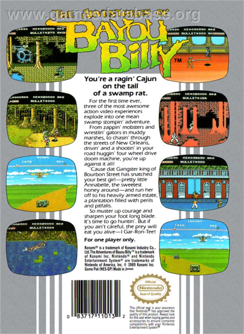 Adventures of Bayou Billy - Nintendo NES - Artwork - Box Back