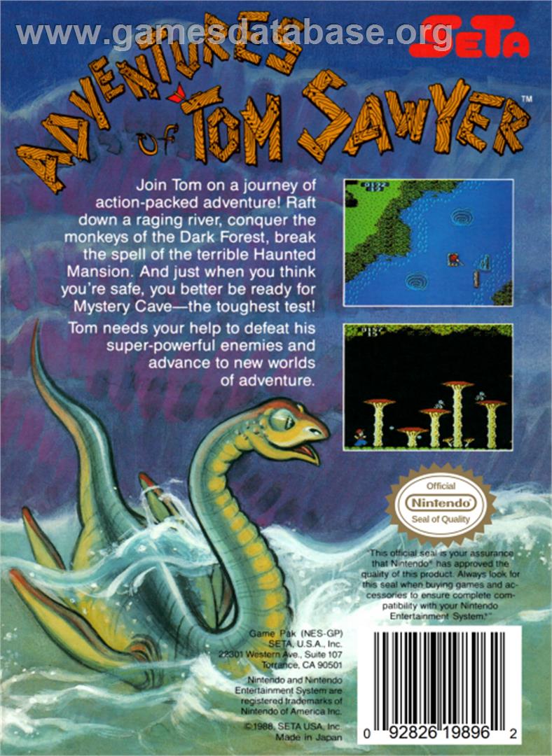 Adventures of Tom Sawyer - Nintendo NES - Artwork - Box Back