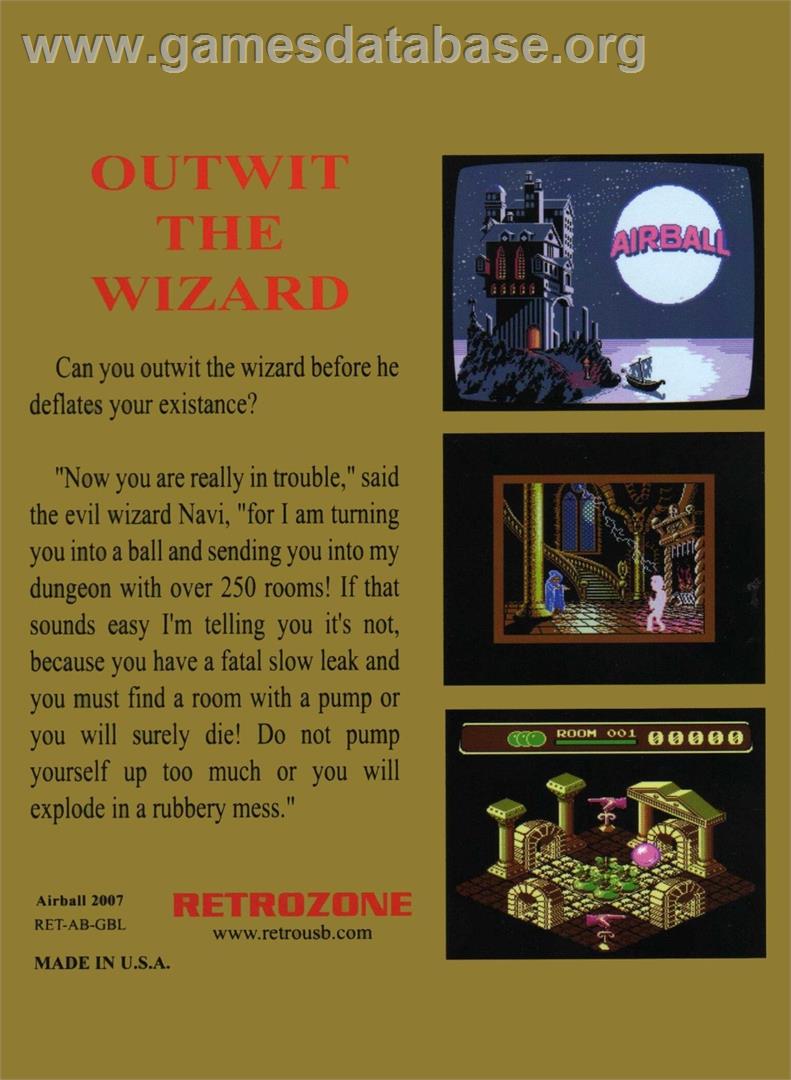 Airball - Nintendo NES - Artwork - Box Back