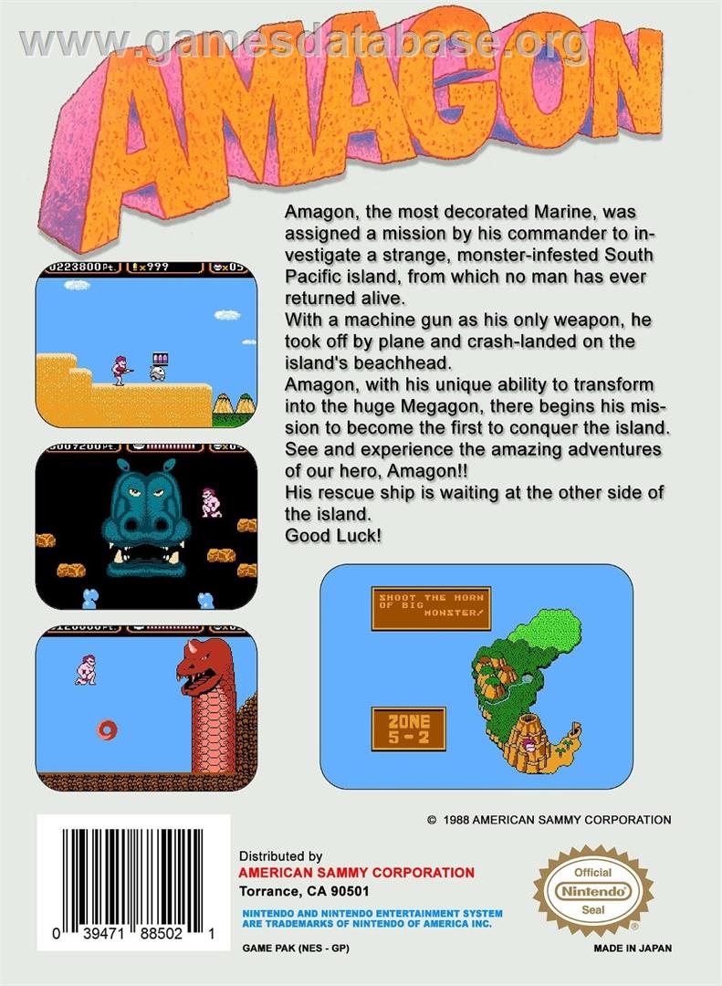 Amagon - Nintendo NES - Artwork - Box Back