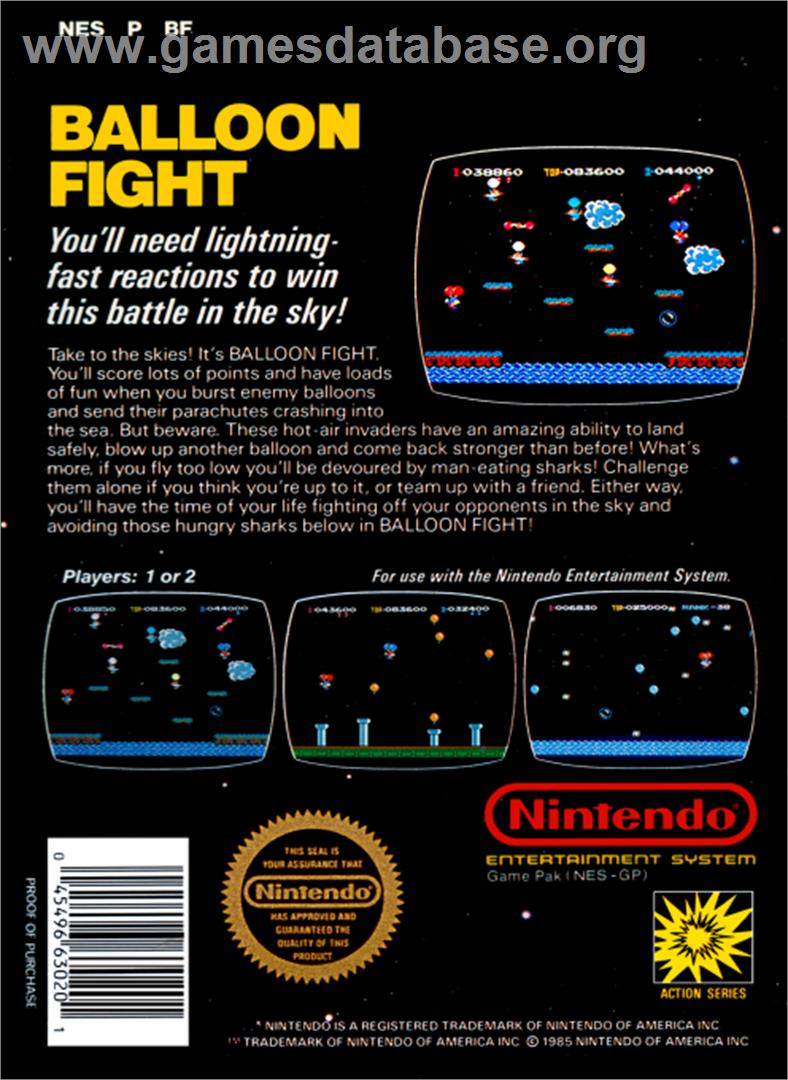 Balloon Fight - Nintendo NES - Artwork - Box Back