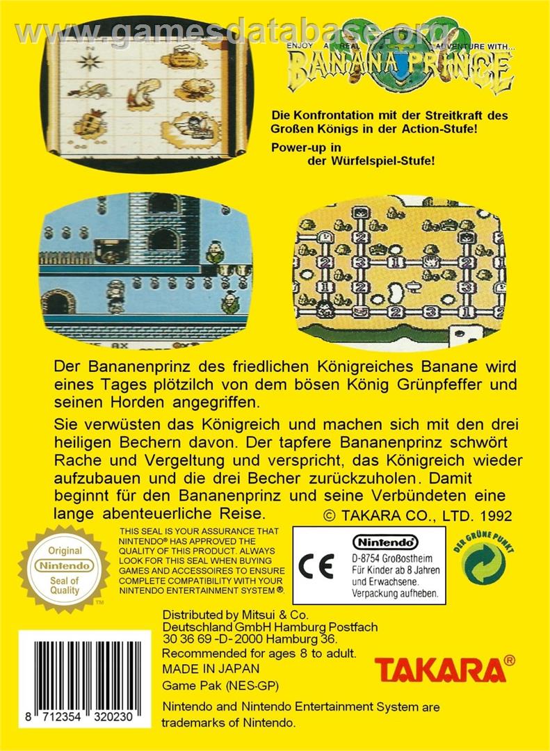Banana Prince - Nintendo NES - Artwork - Box Back