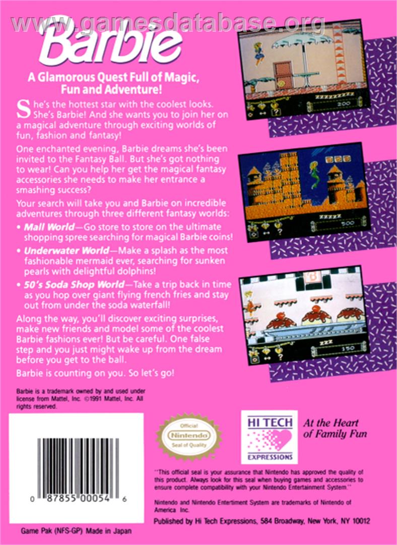 Barbie - Nintendo NES - Artwork - Box Back