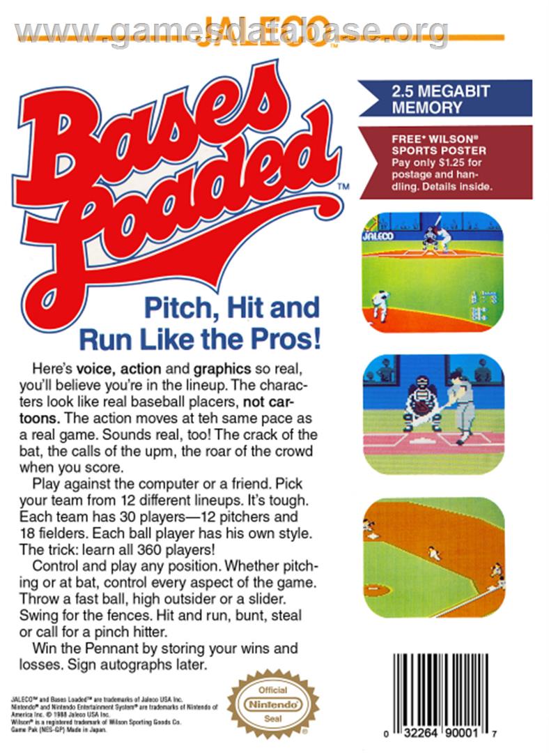 Bases Loaded - Nintendo NES - Artwork - Box Back