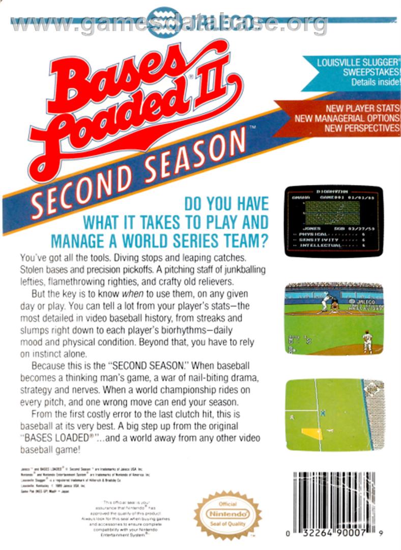 Bases Loaded II: Second Season - Nintendo NES - Artwork - Box Back