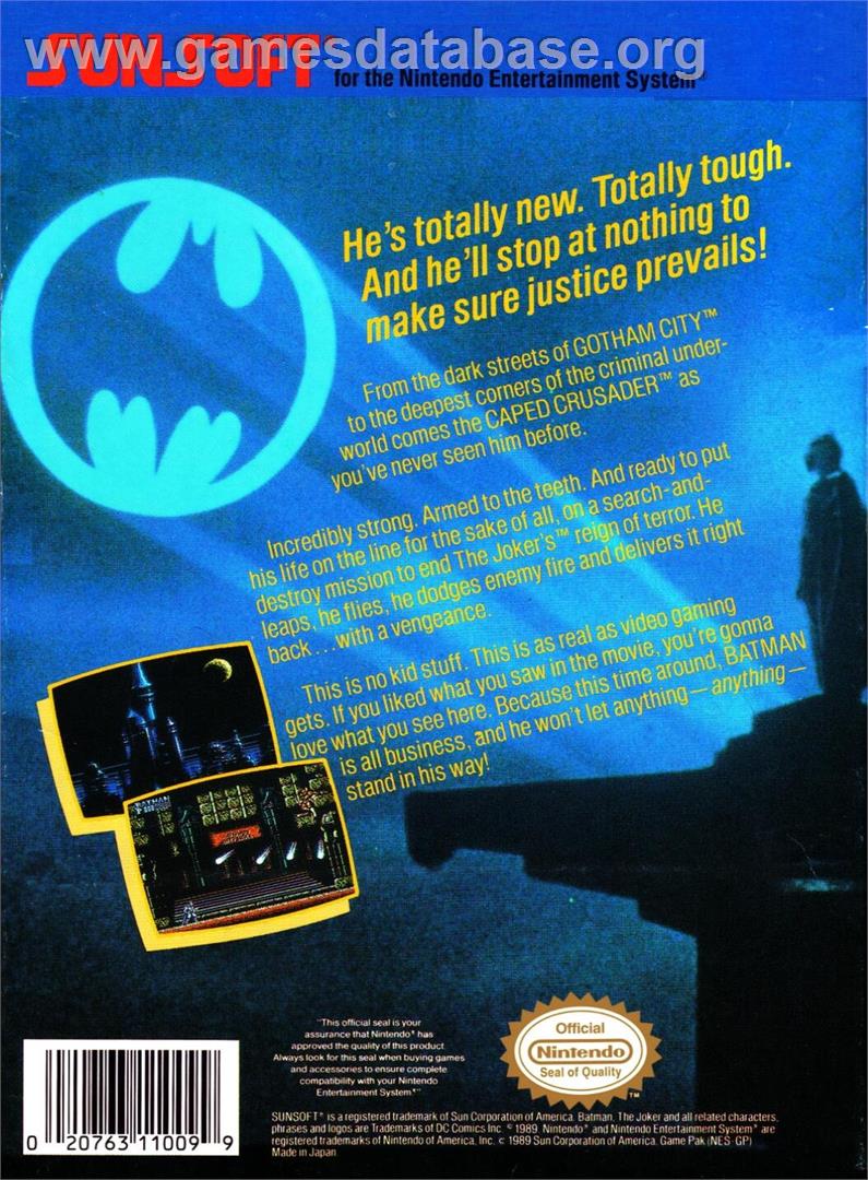 Batman - The Video Game - Nintendo NES - Artwork - Box Back