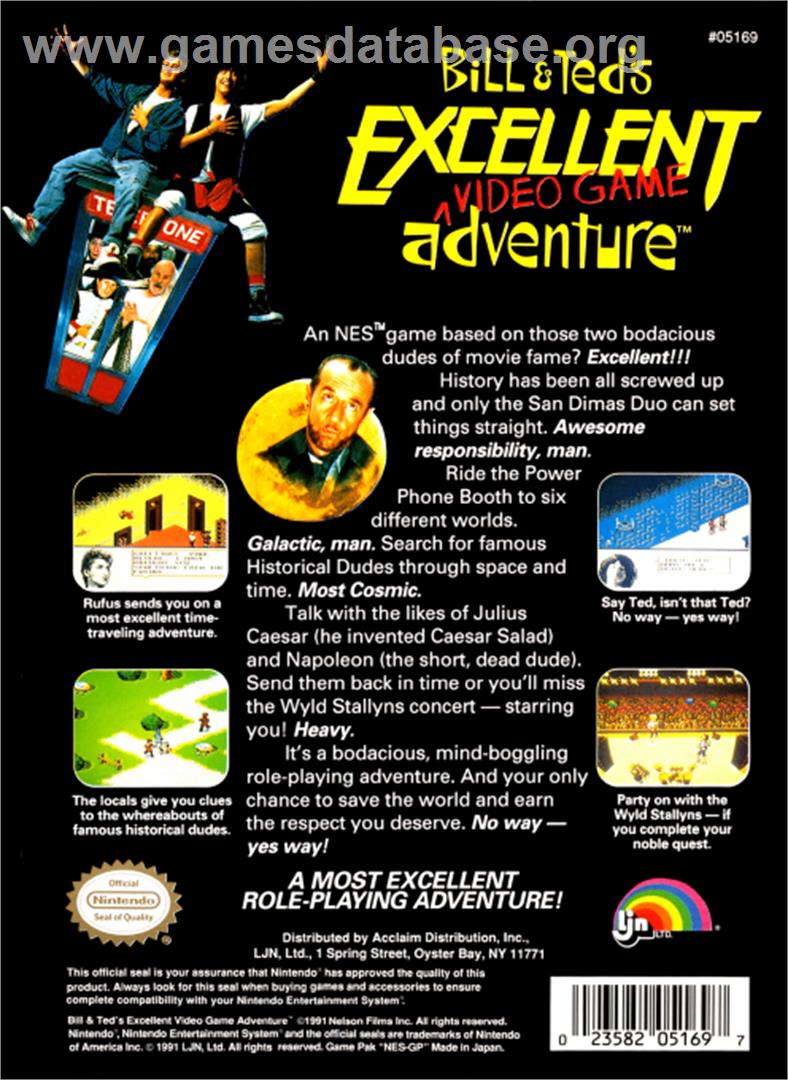 Bill & Ted's Excellent Adventure - Nintendo NES - Artwork - Box Back