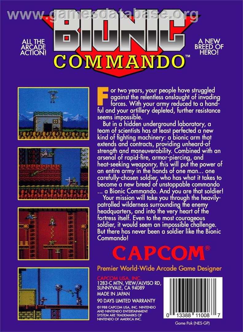 Bionic Commando - Nintendo NES - Artwork - Box Back