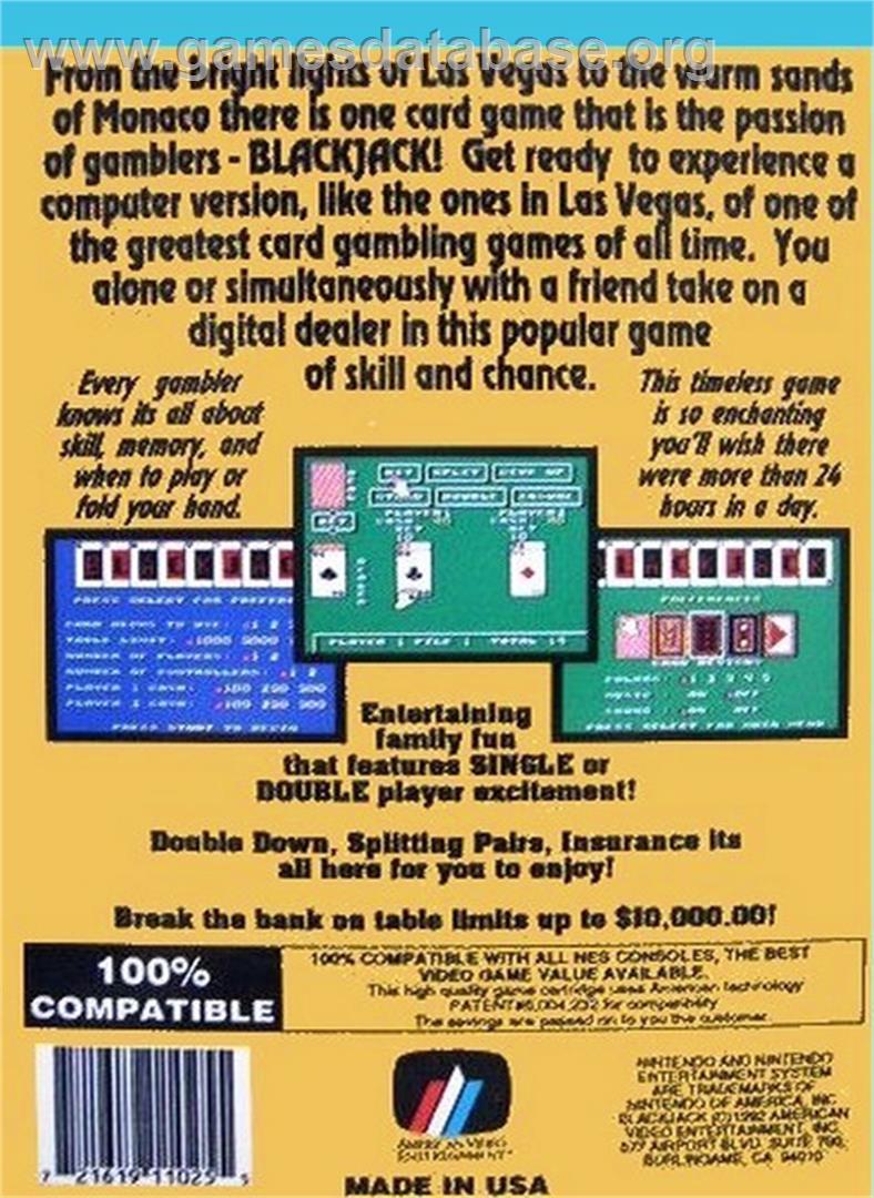 Blackjack - Nintendo NES - Artwork - Box Back