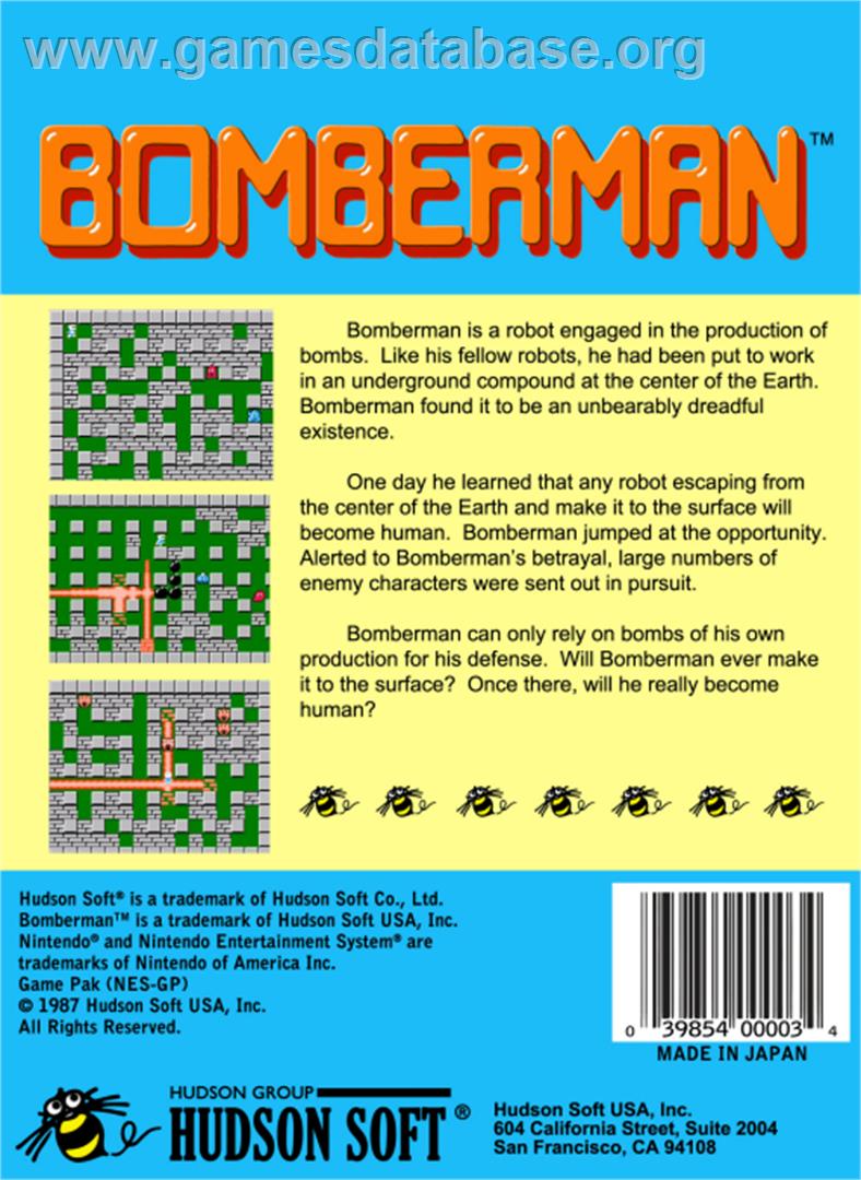 Bomberman - Nintendo NES - Artwork - Box Back