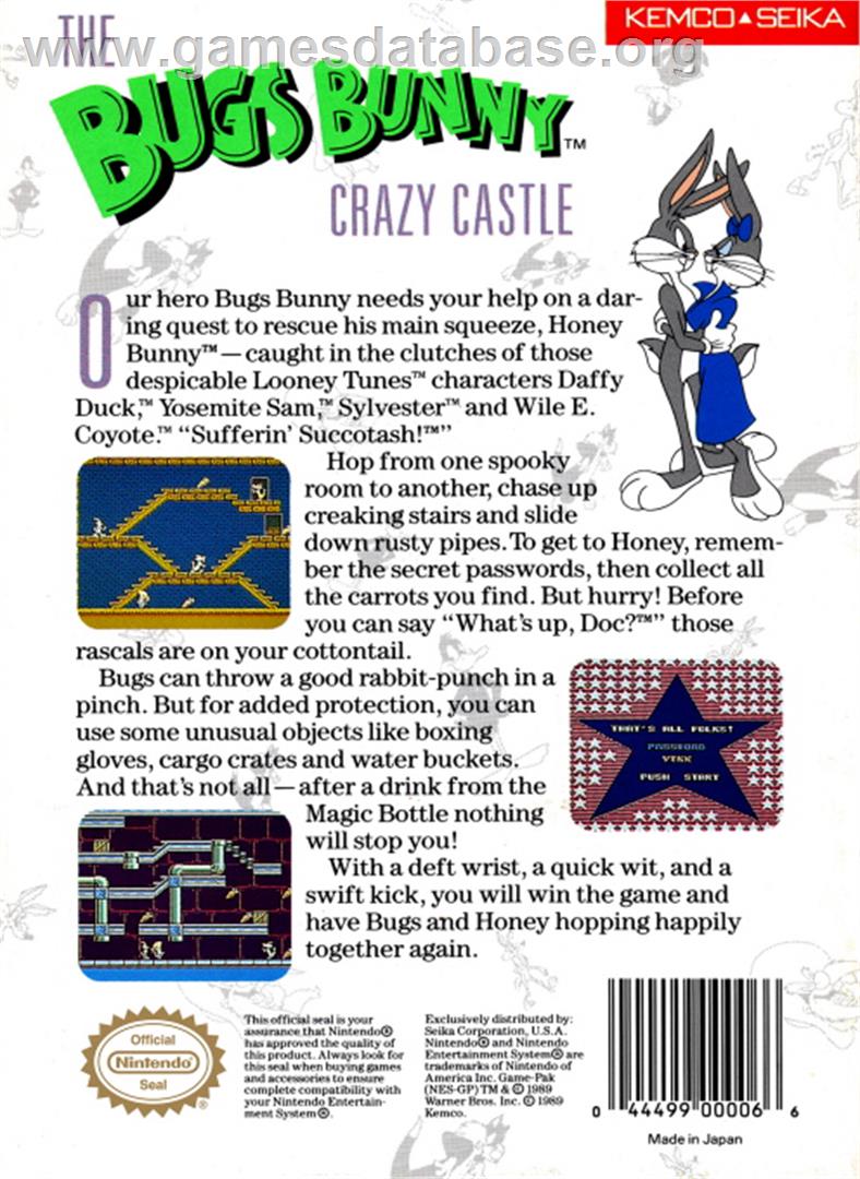 Bugs Bunny Crazy Castle - Nintendo NES - Artwork - Box Back