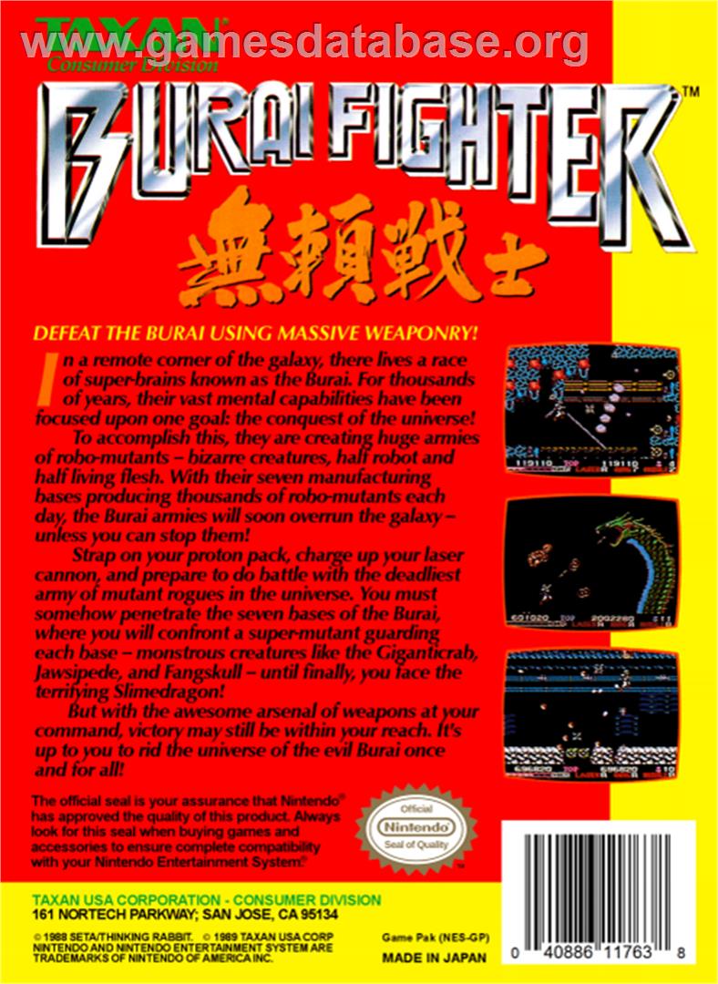 Burai Fighter - Nintendo NES - Artwork - Box Back