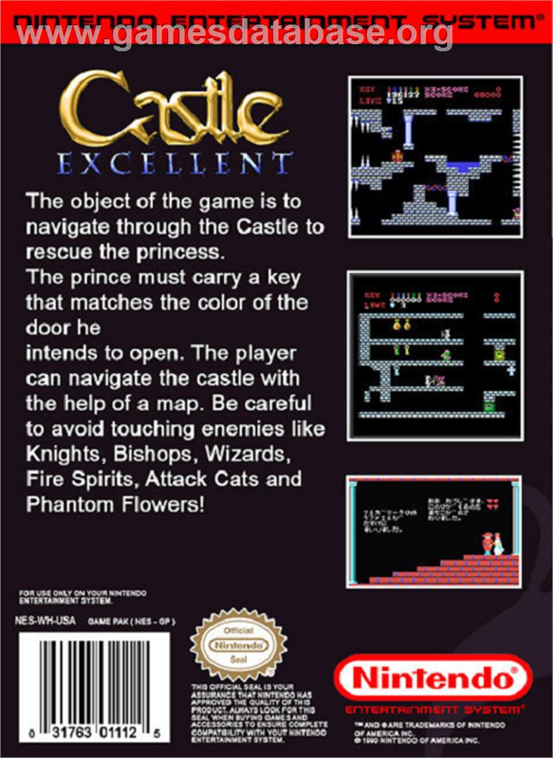 Castle Excellent - Nintendo NES - Artwork - Box Back