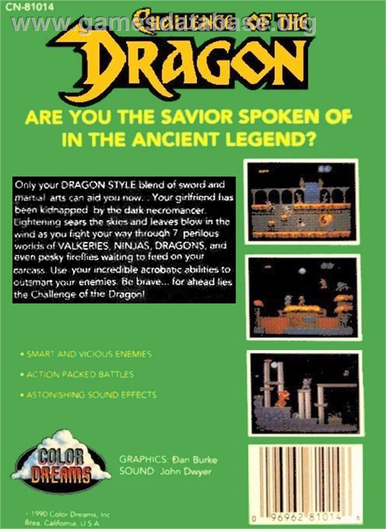 Challenge of the Dragon - Nintendo NES - Artwork - Box Back