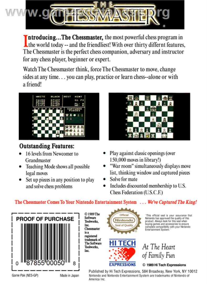 Chessmaster - Nintendo NES - Artwork - Box Back