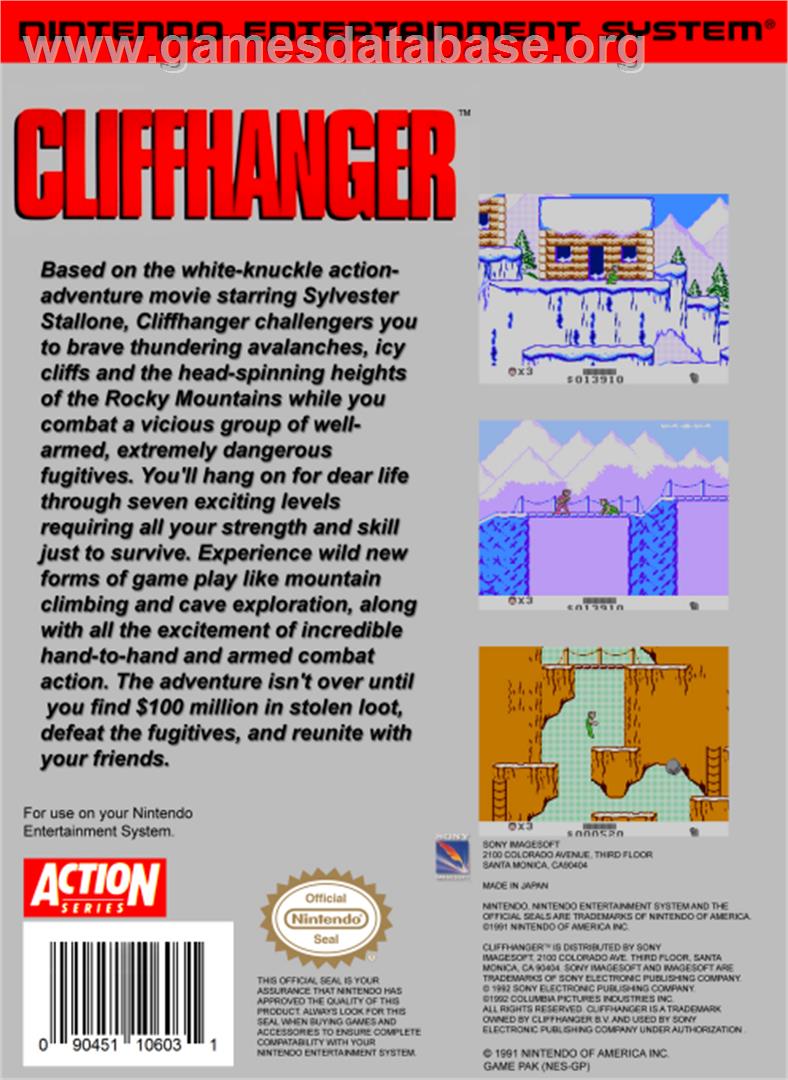 Cliffhanger - Nintendo NES - Artwork - Box Back
