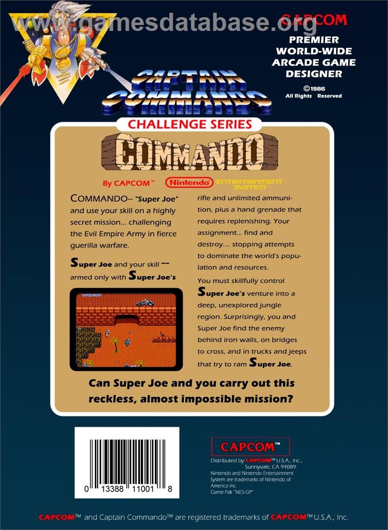 Commando - Nintendo NES - Artwork - Box Back