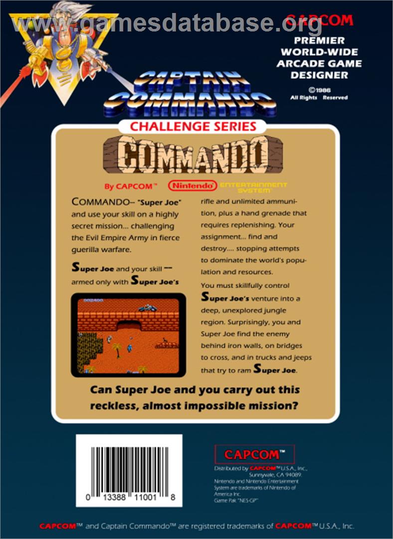Commando - Nintendo NES - Artwork - Box Back