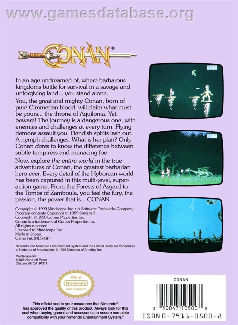Conan - Nintendo NES - Artwork - Box Back