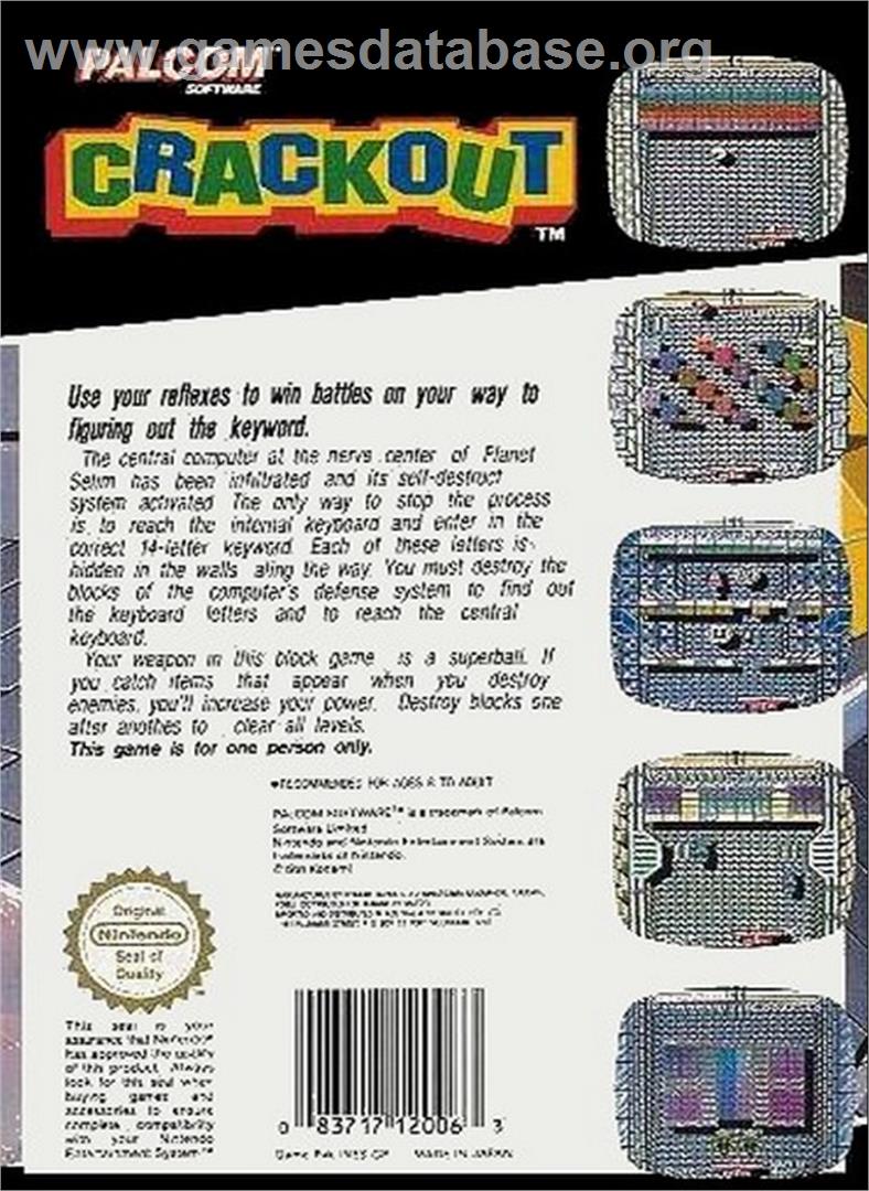 Crackout - Nintendo NES - Artwork - Box Back
