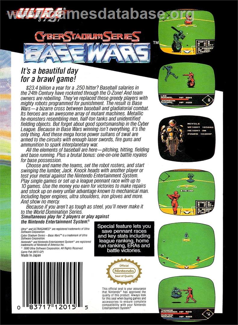 Cyber Stadium Series - Base Wars - Nintendo NES - Artwork - Box Back
