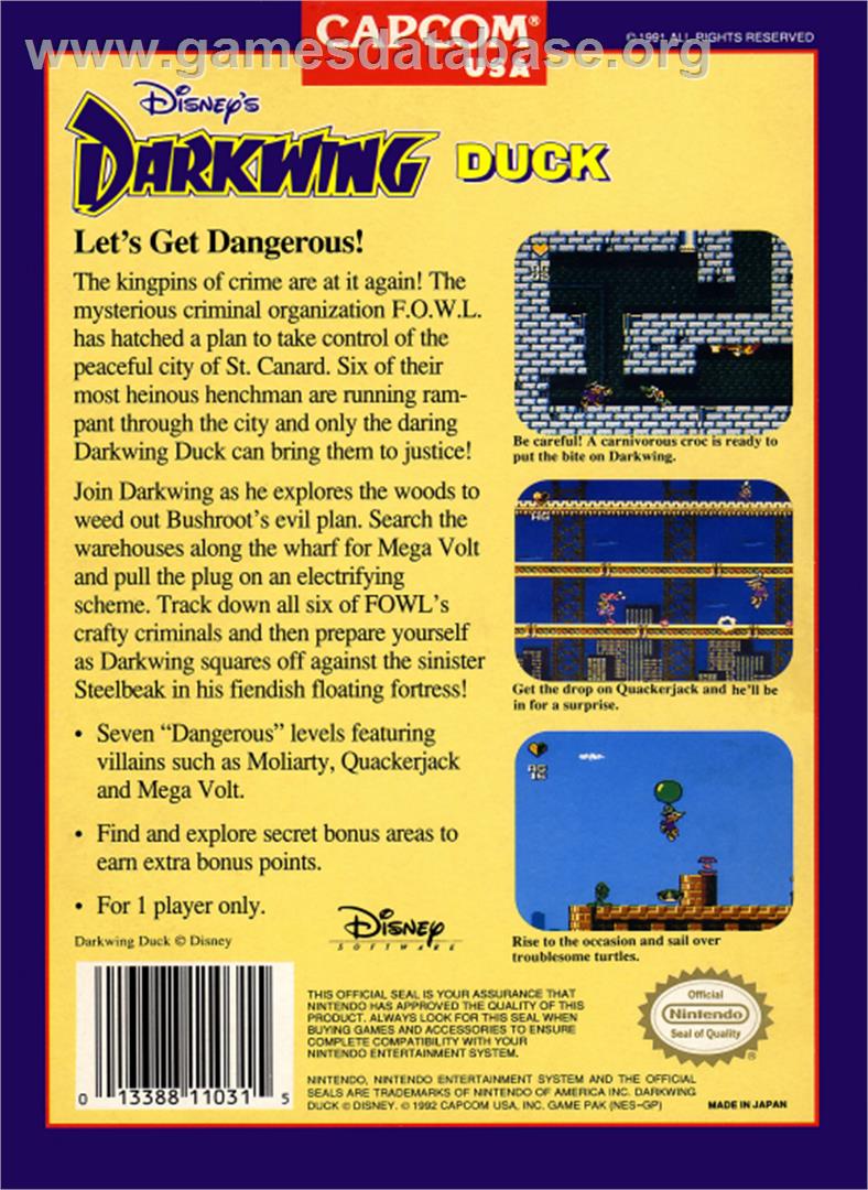 Darkwing Duck - Nintendo NES - Artwork - Box Back