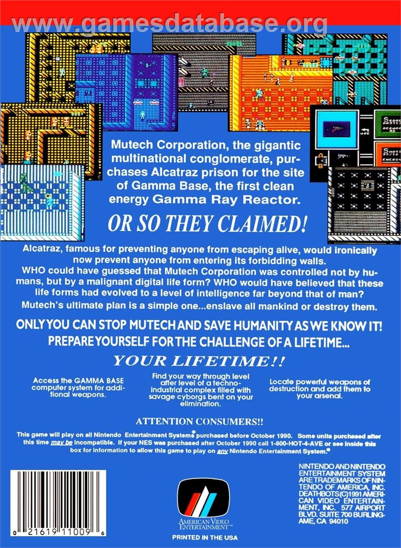 Deathbots - Nintendo NES - Artwork - Box Back