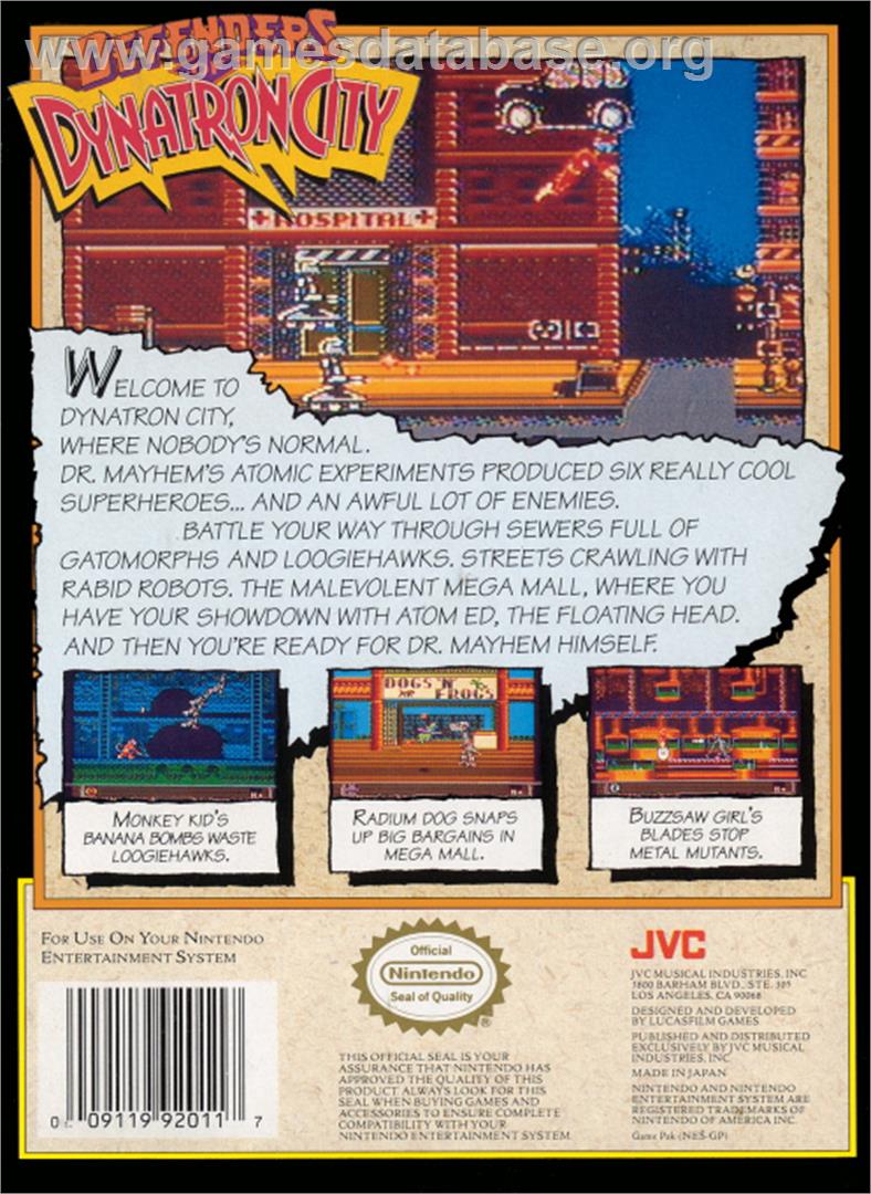 Defenders of Dynatron City - Nintendo NES - Artwork - Box Back