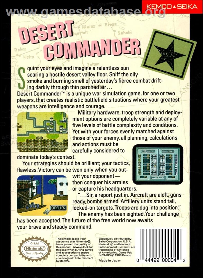 Desert Commander - Nintendo NES - Artwork - Box Back