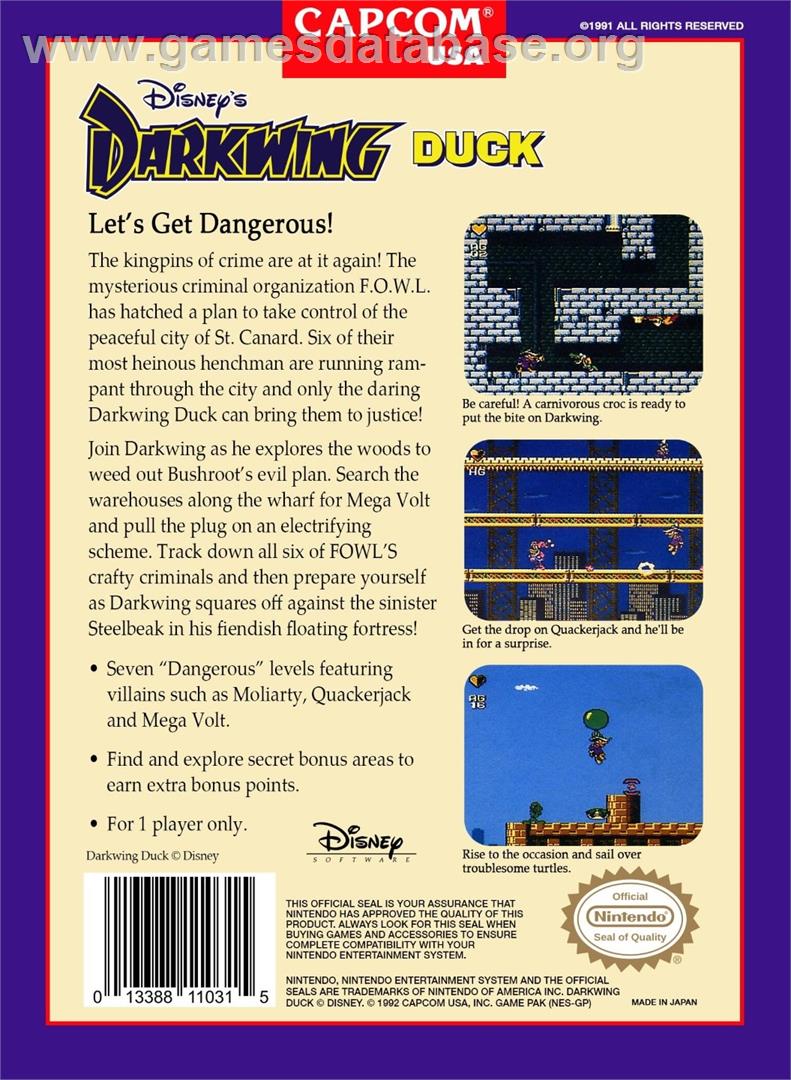 Disney's Darkwing Duck - Nintendo NES - Artwork - Box Back