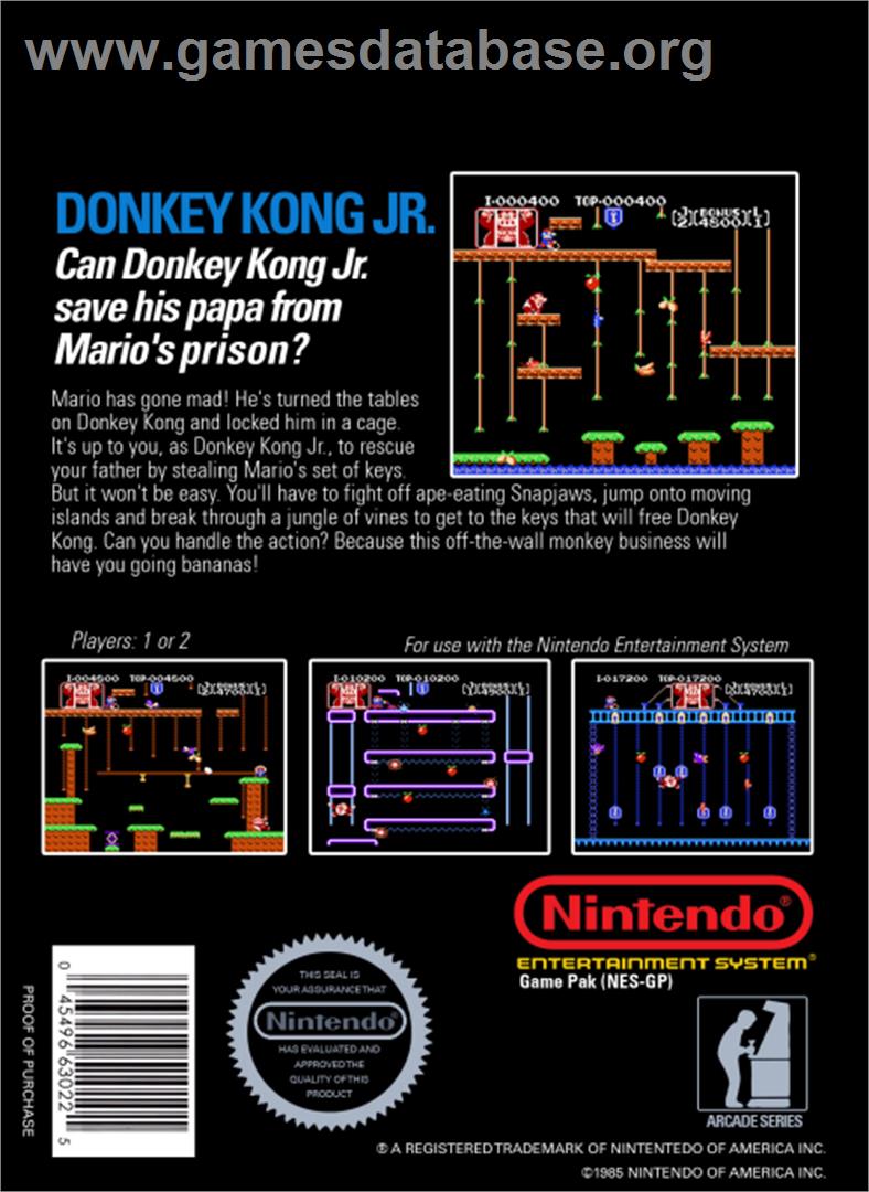 Donkey Kong Junior - Nintendo NES - Artwork - Box Back