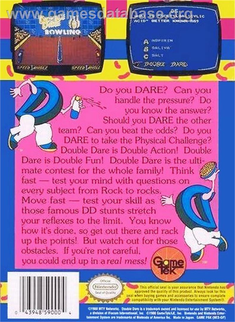 Double Dare - Nintendo NES - Artwork - Box Back
