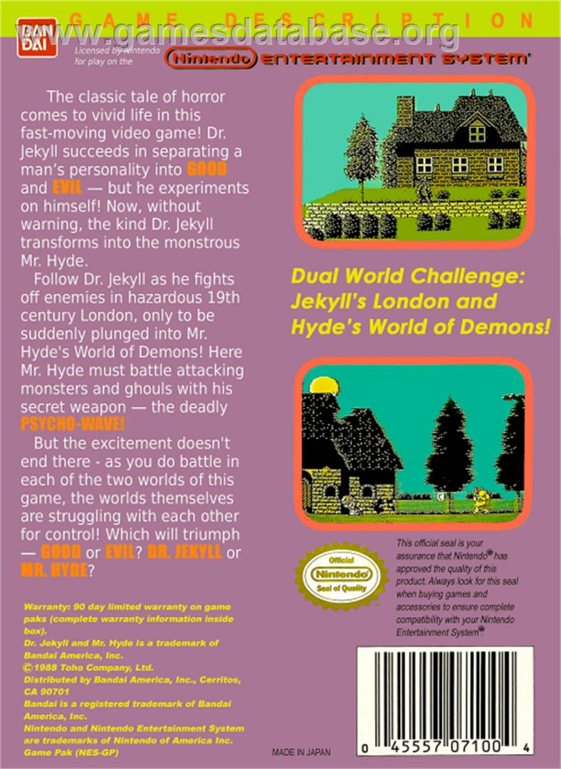 Dr. Jekyll and Mr. Hyde - Nintendo NES - Artwork - Box Back
