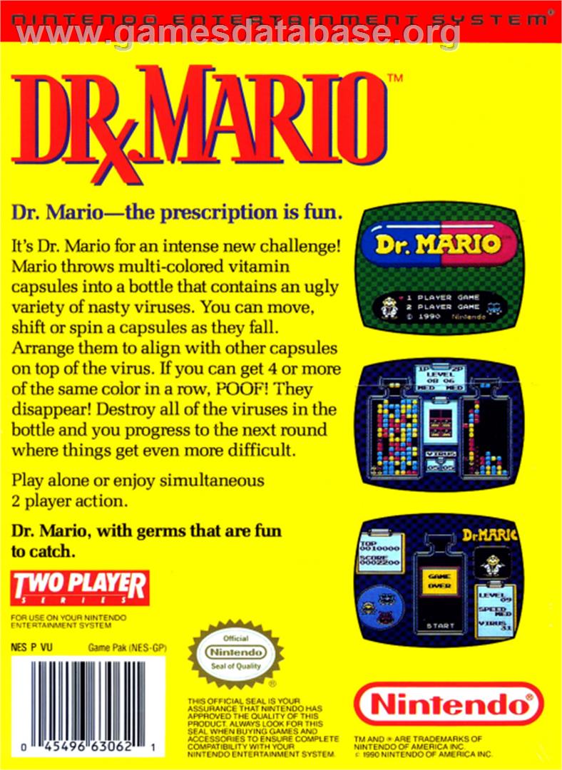Dr. Mario - Nintendo NES - Artwork - Box Back