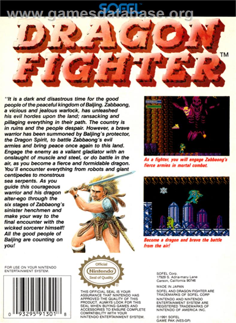 Dragon Fighter - Nintendo NES - Artwork - Box Back