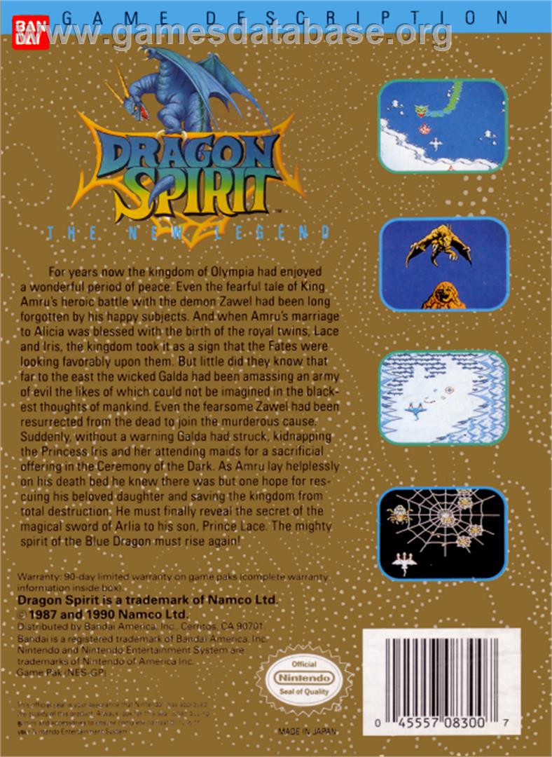 Dragon Spirit - Nintendo NES - Artwork - Box Back