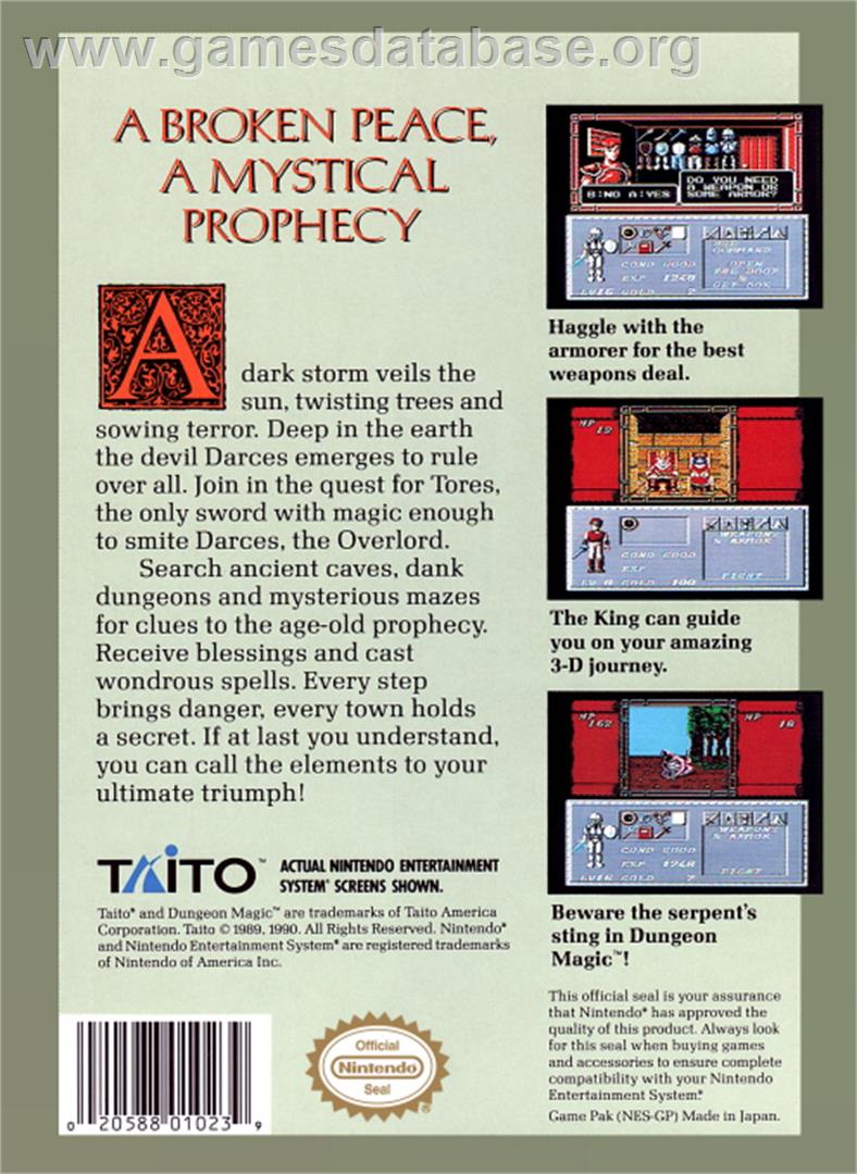 Dungeon Magic: Sword of the Elements - Nintendo NES - Artwork - Box Back