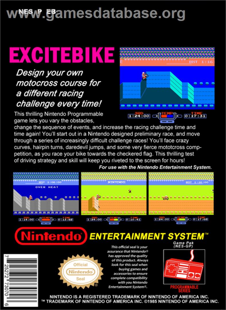 Excite Bike - Nintendo NES - Artwork - Box Back