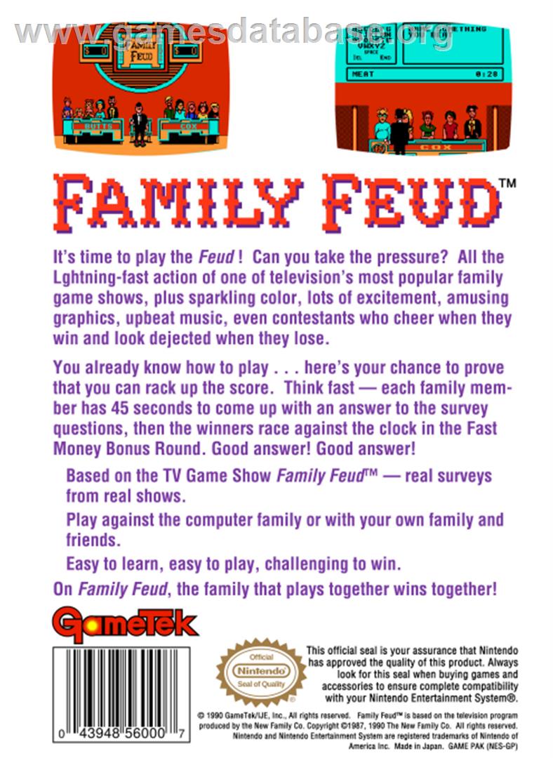 Family Feud - Nintendo NES - Artwork - Box Back