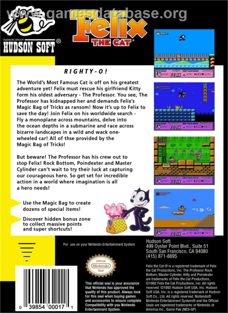 Felix the Cat - Nintendo NES - Artwork - Box Back