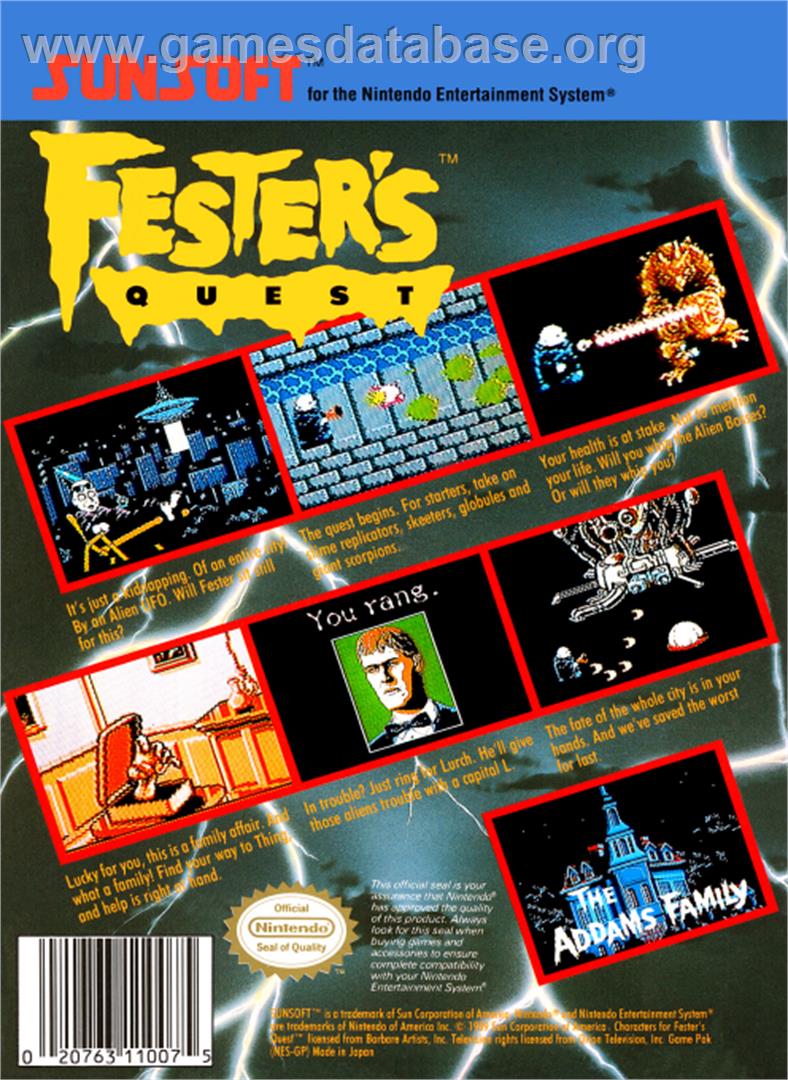 Fester's Quest - Nintendo NES - Artwork - Box Back