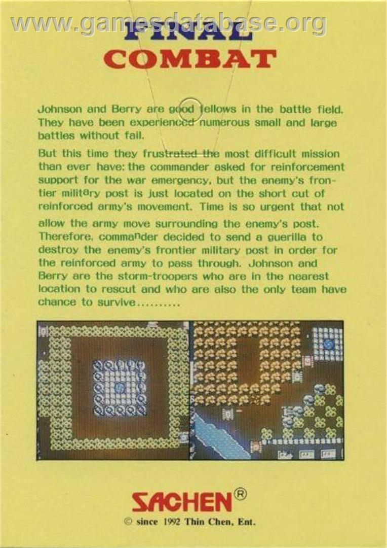 Final Combat - Nintendo NES - Artwork - Box Back