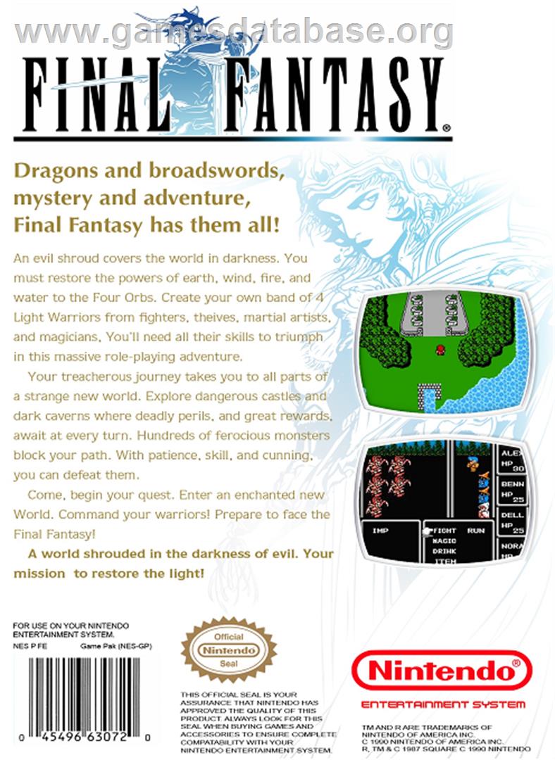 Final Fantasy - Nintendo NES - Artwork - Box Back
