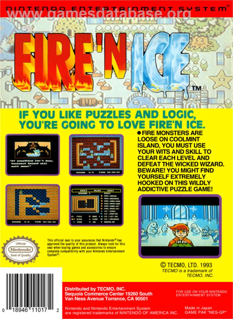 Fire and Ice - Nintendo NES - Artwork - Box Back