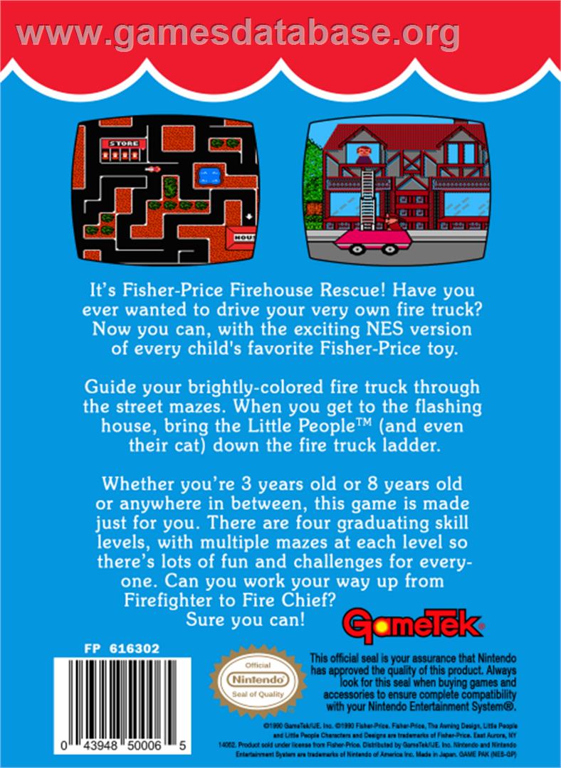 Fisher-Price: Firehouse Rescue - Nintendo NES - Artwork - Box Back