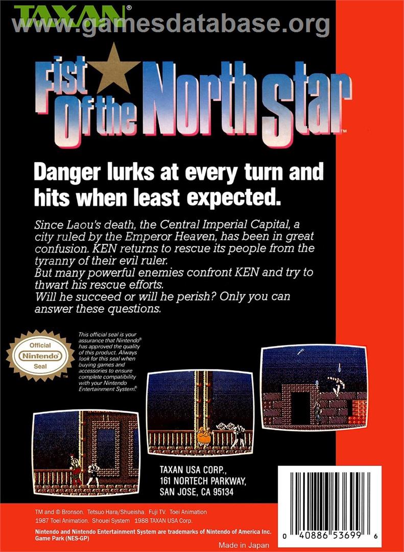 Fist Of The North Star - Nintendo NES - Artwork - Box Back