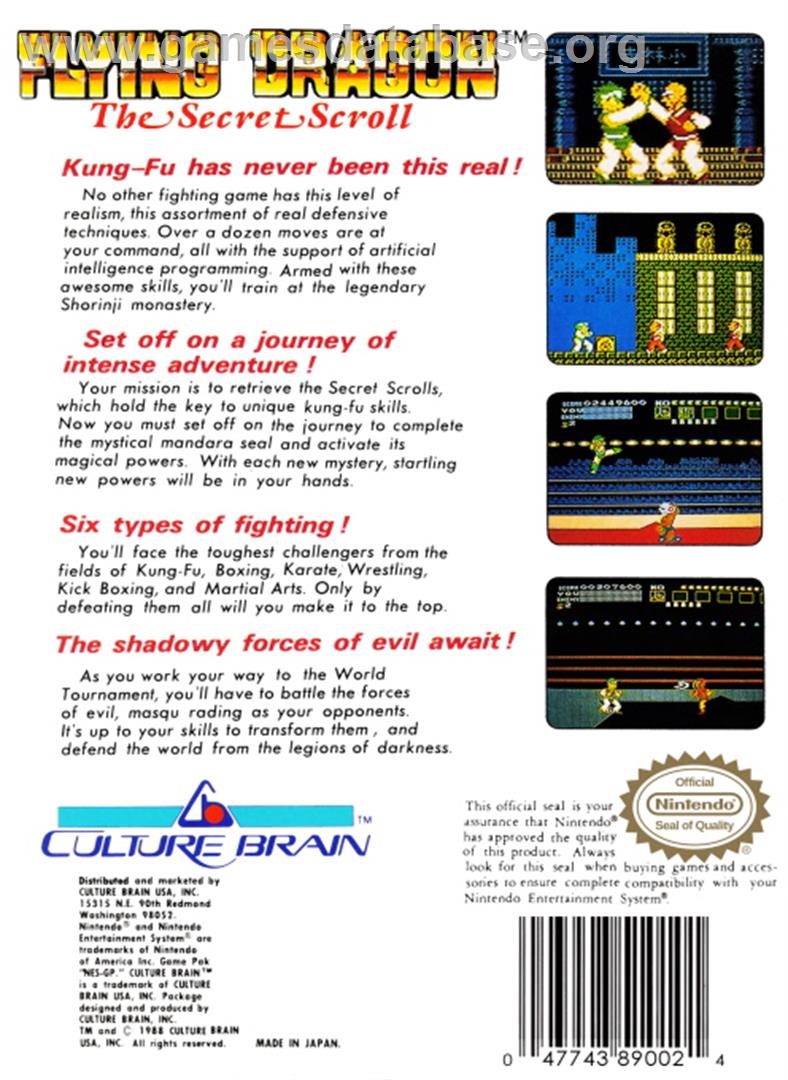 Flying Dragon: The Secret Scroll - Nintendo NES - Artwork - Box Back