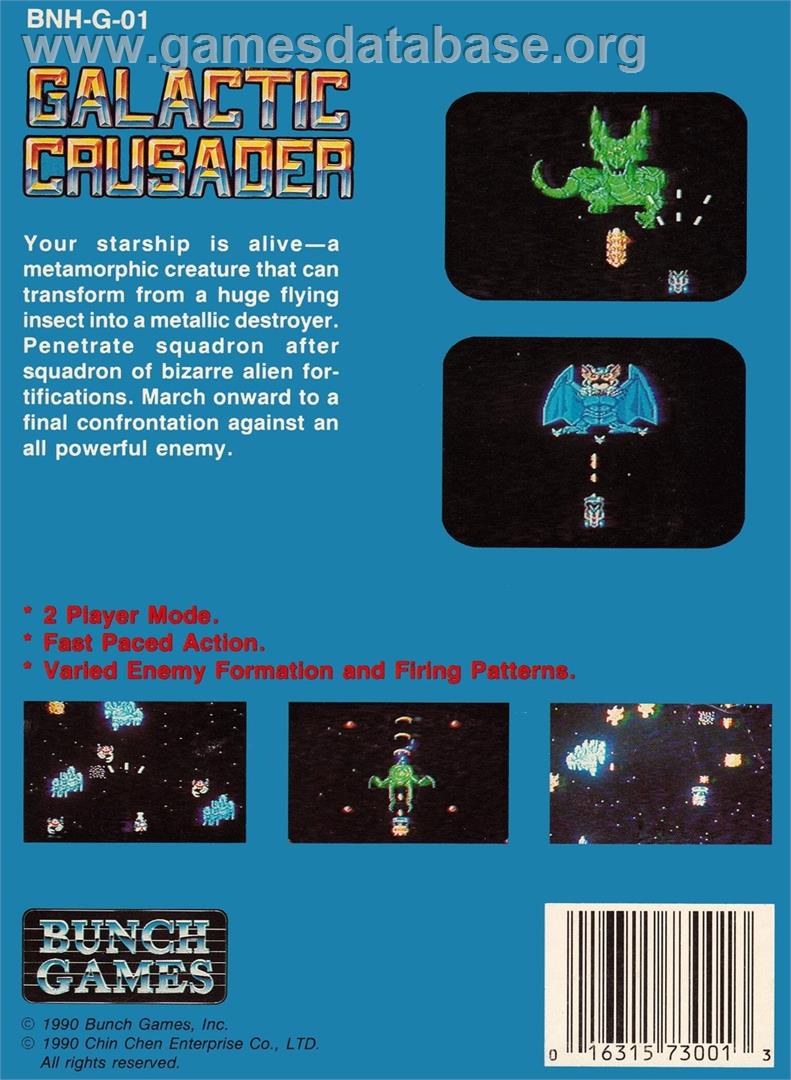 Galactic Crusader - Nintendo NES - Artwork - Box Back