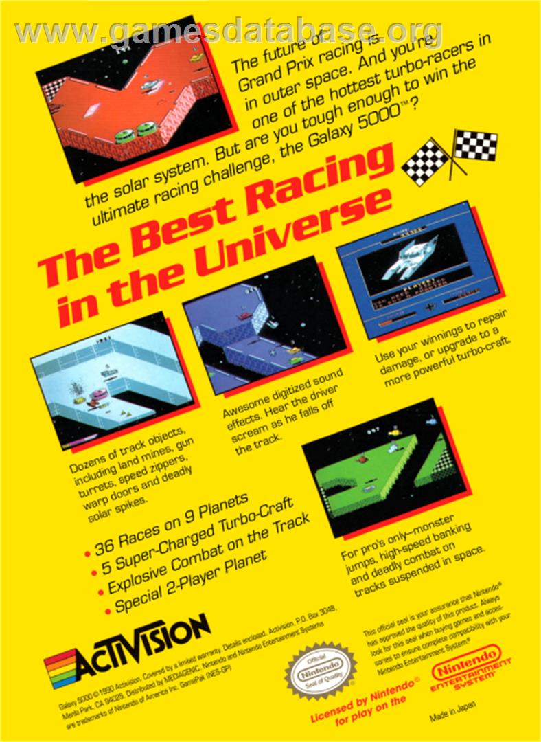 Galaxy 5000: Racing in the 51st Century - Nintendo NES - Artwork - Box Back